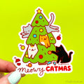 Cats Christmas Tree Vinyl Sticker - Meowy Catmas