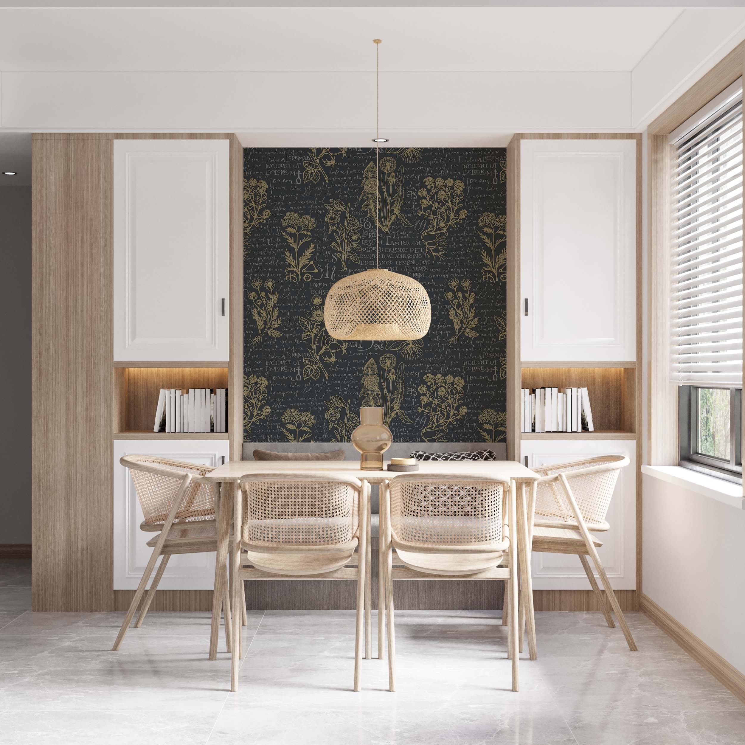 Vintage botanical wallpaper | Kitchen + Metal