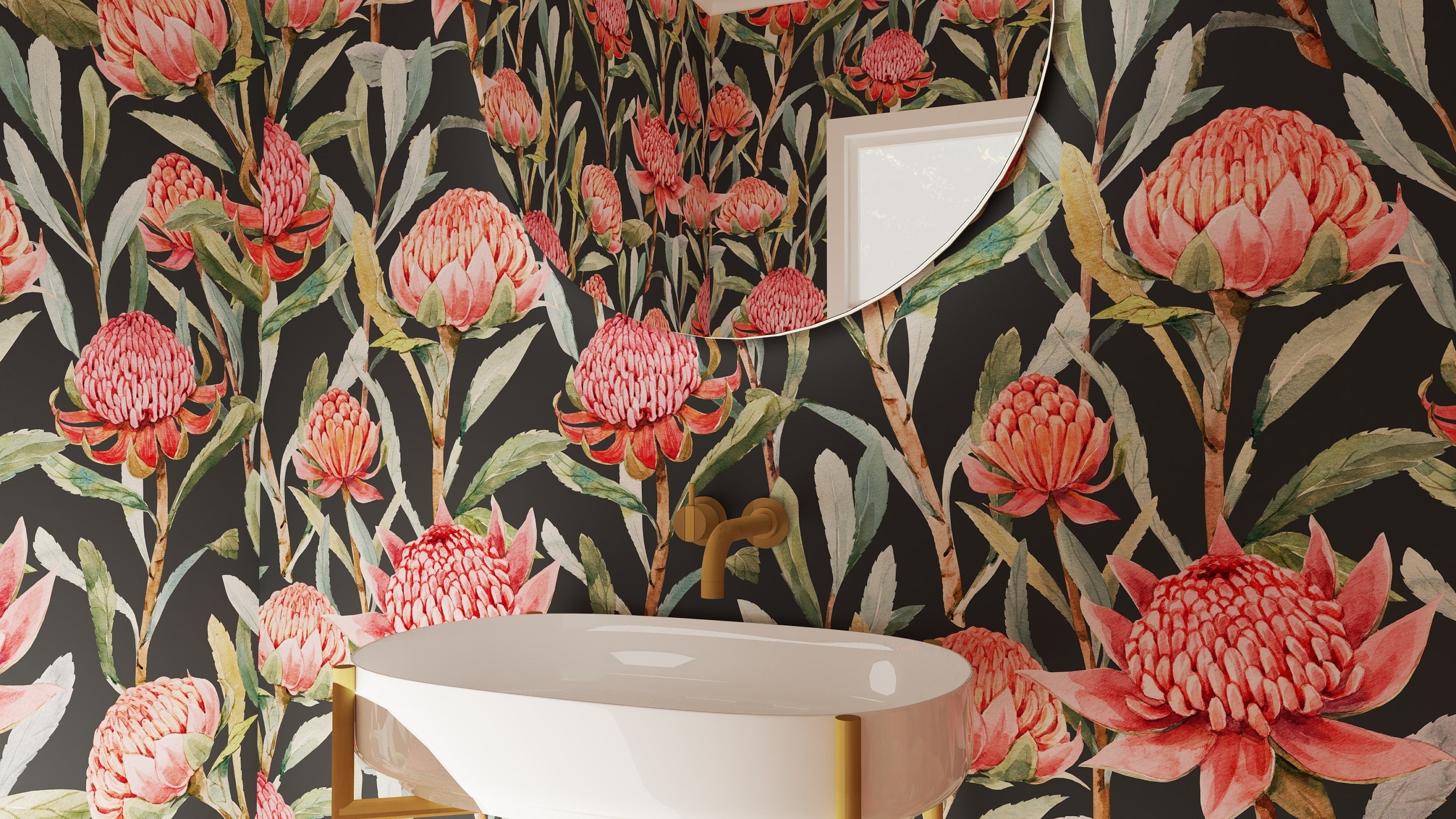 Dark Garden Wallpaper | Kitchen + Metal