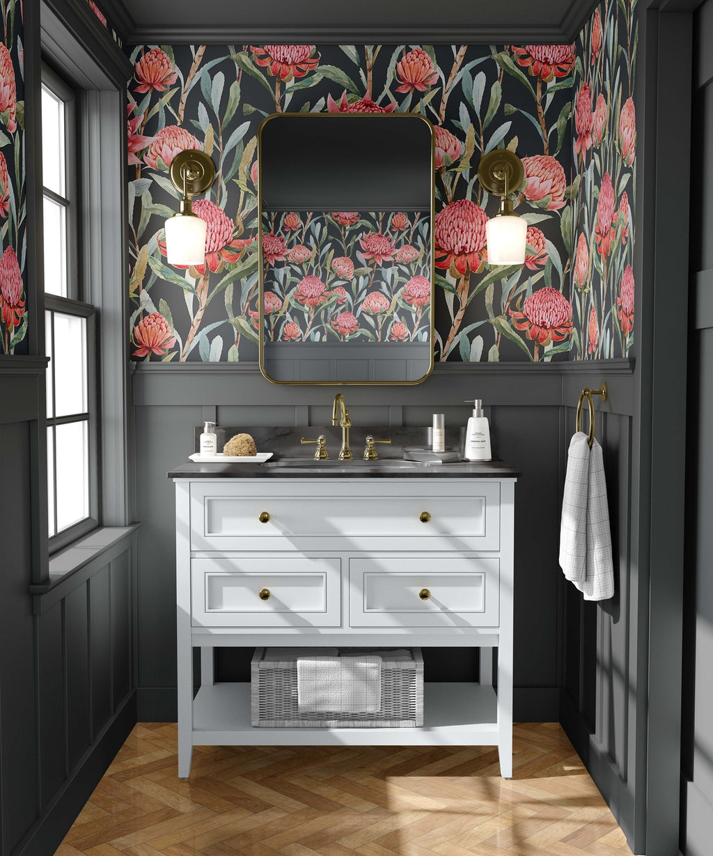 Dark Garden Wallpaper | Kitchen + Metal