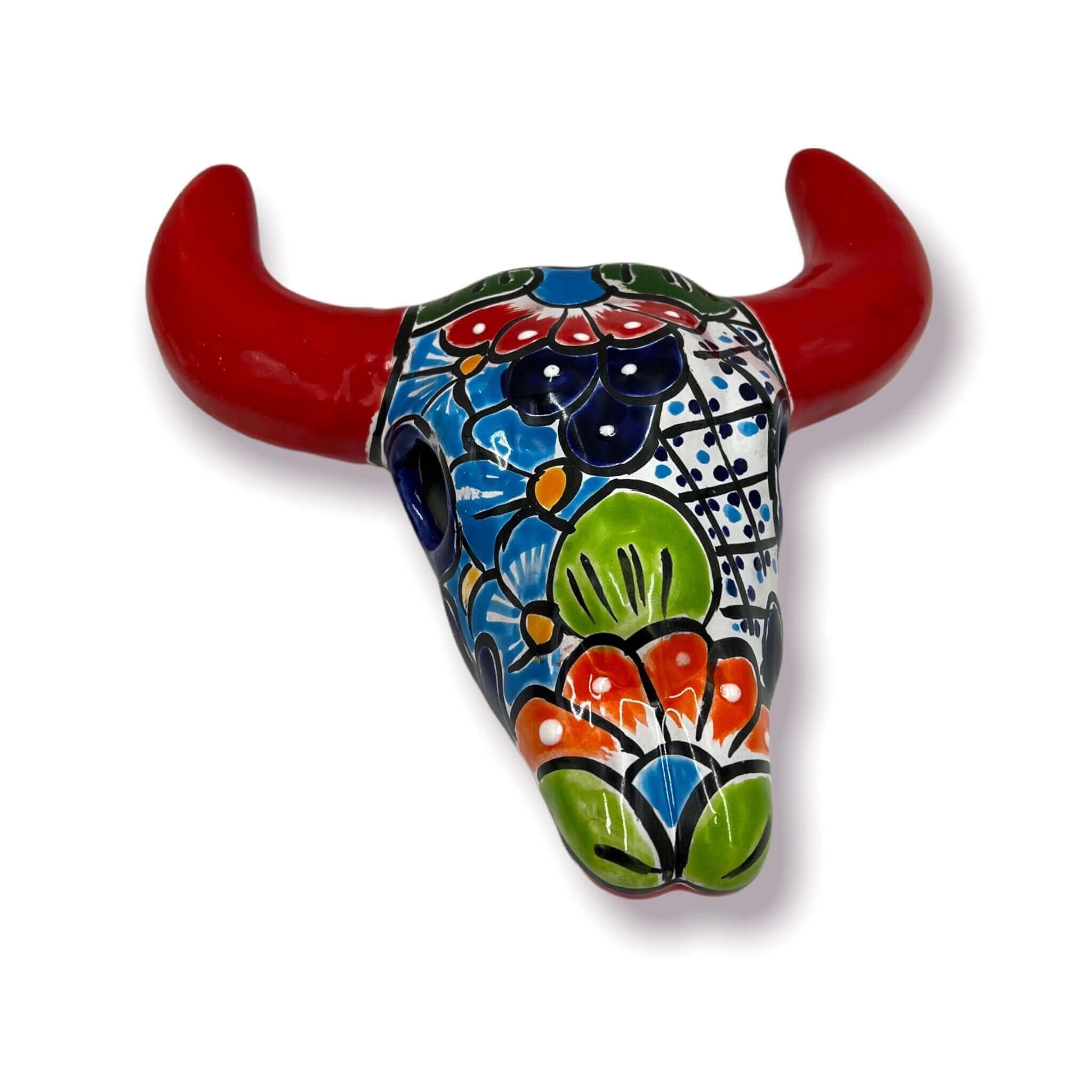 Talavera Bull Skull Wall Decor | Colorful Handcrafted Longhorn Art
