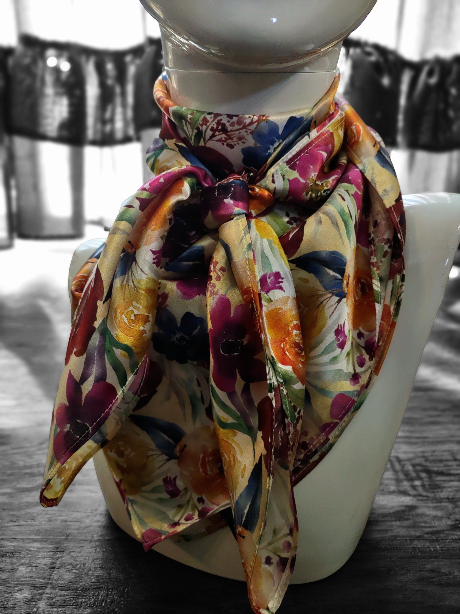 Wild Rag 100% SILK Multi Colored Watercolor Floral Cowboy Western Neck Scarf Bandanna by Double B Wild Rags