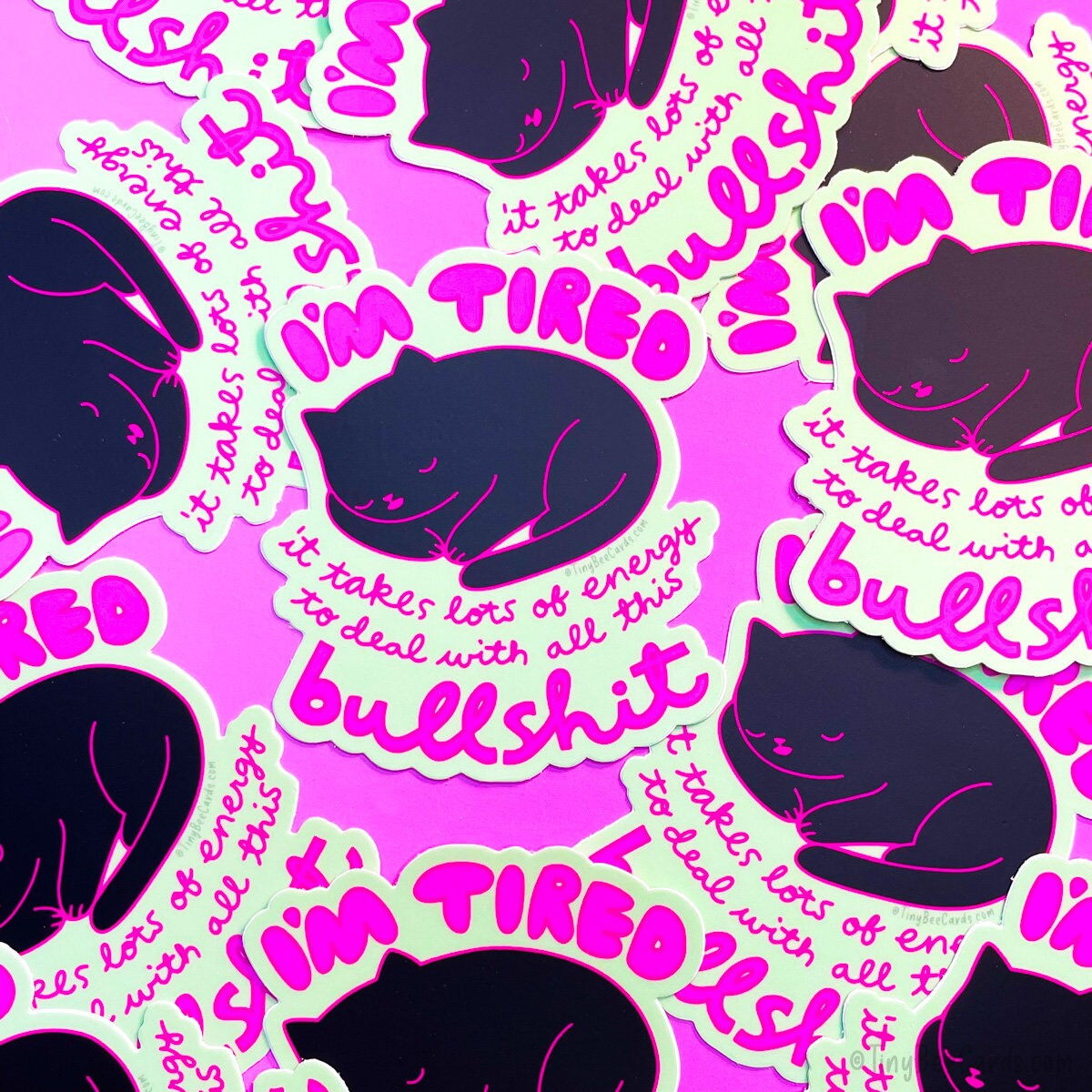Tired of Bullshit Cat Vinyl Sticker