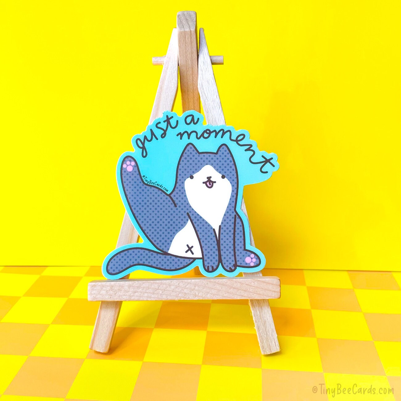Tuxedo Cat Butt Vinyl Sticker "Just a Moment"