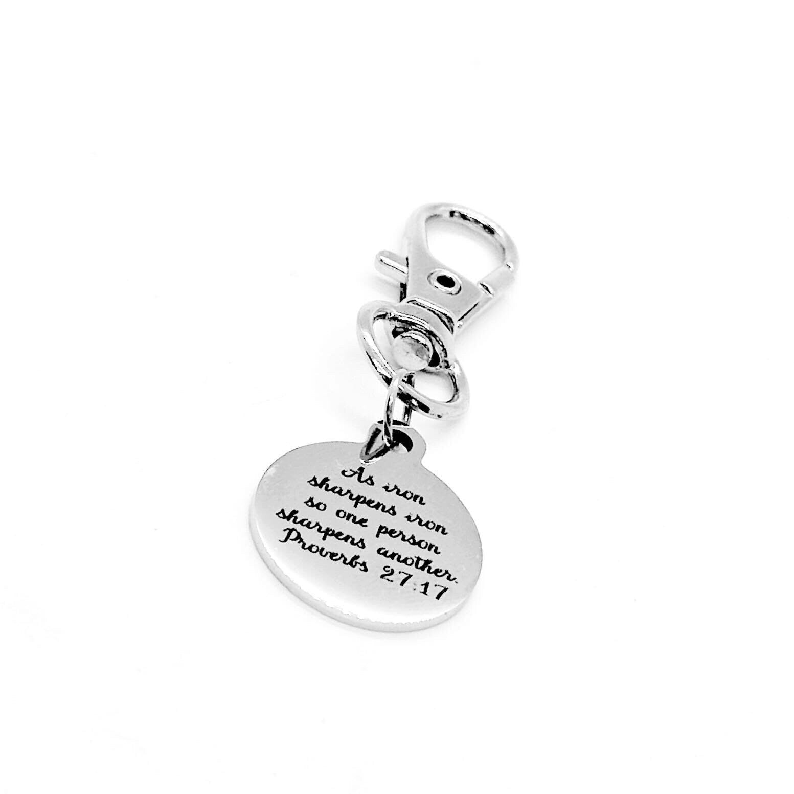As Iron Sharpens Iron Keychain Clip-on Charm, Purse Charm, Sharpen One Another, Prov 27 17, Faith Gifts, Accountability Partner, Bag Charm
