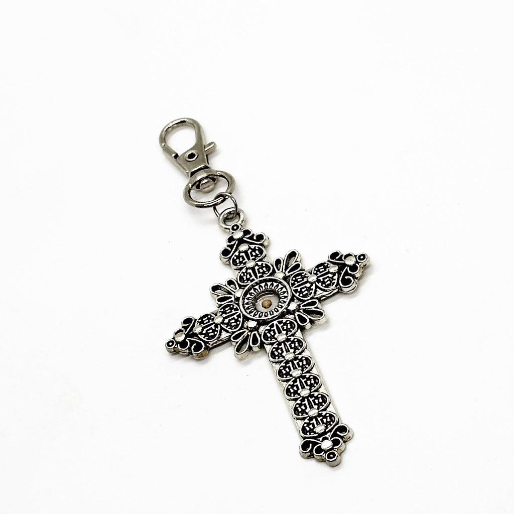 Mustard Seed Cross Charm Bag Clip, Large Cross Charm, Christian Gift, Bag Tag, Purse Charm, Christian, Matthew 17 20 Bag Clip, Faith Gift