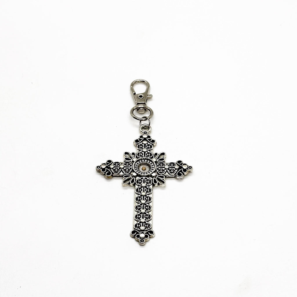 Mustard Seed Cross Charm Bag Clip, Large Cross Charm, Christian Gift, Bag Tag, Purse Charm, Christian, Matthew 17 20 Bag Clip, Faith Gift