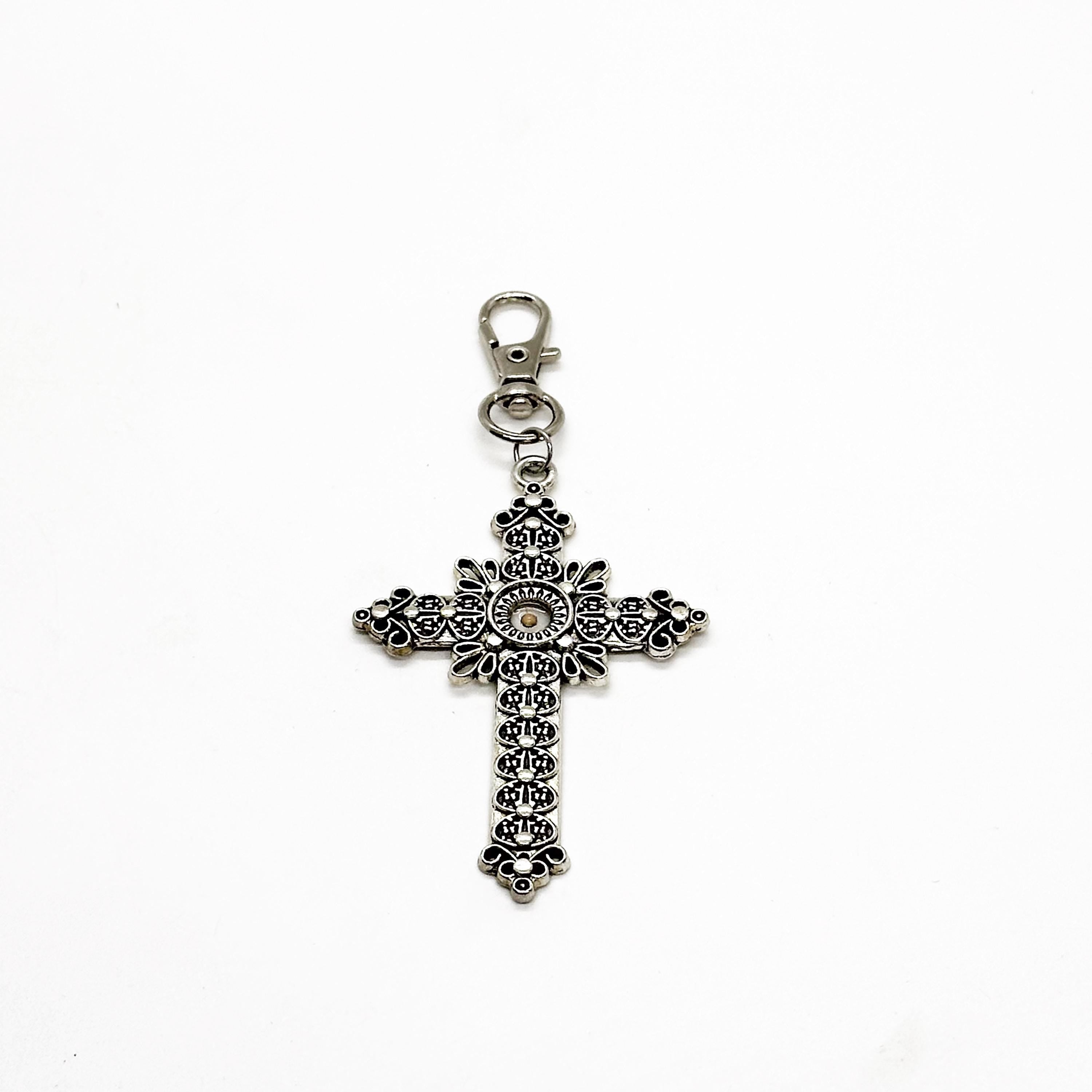 Mustard Seed Cross Charm Bag Clip, Large Cross Charm, Christian Gift, Bag Tag, Purse Charm, Christian, Matthew 17 20 Bag Clip, Faith Gift