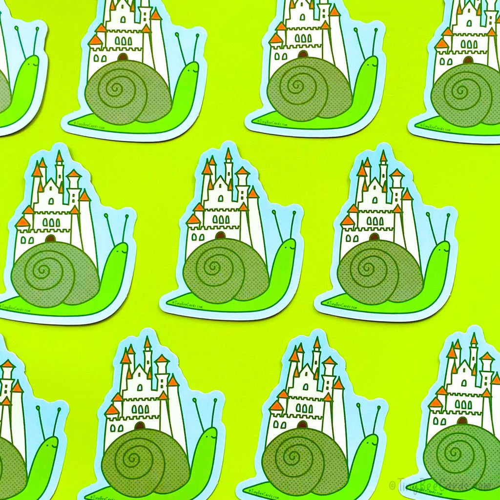 Whimsical Snail Castle Vinyl Sticker