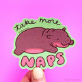 Baby Pygmy Hippo Vinyl Sticker - Take More Naps