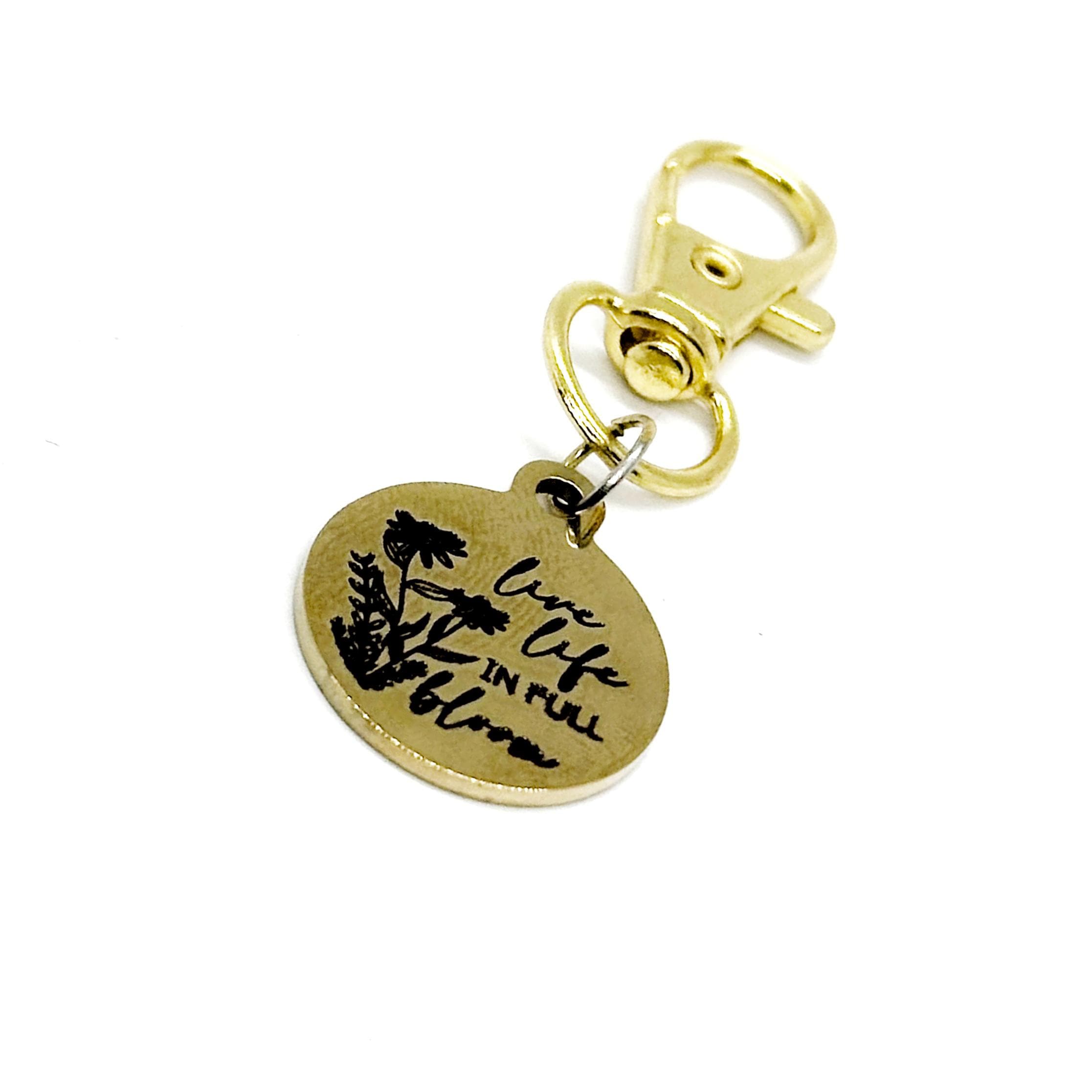 Live Life In Full Bloom Clip On Charm, Key Chain Charm, Bag Charm, Purse Charm, Gift For Her, Wife, Daughter, Friend Gift, Mom Gift, Flower