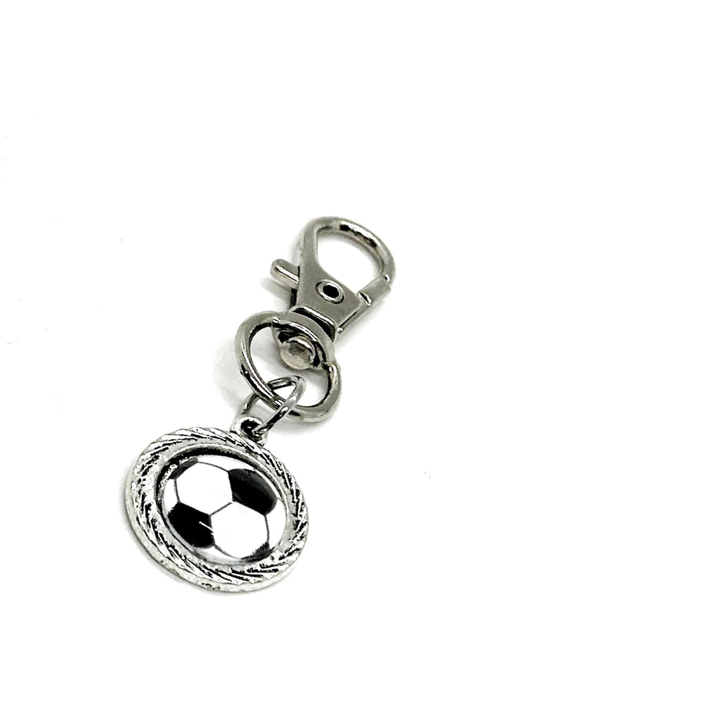 Soccer Ball Cabochon Clip On Charm, Soccer Mom, Soccer Bag Charm, Love My Soccer Player, Wife Gift, Coach, Coach's Wife, Key Chain Charm
