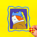 Vermeer Cat Girl with Pearl Earring Vinyl Sticker