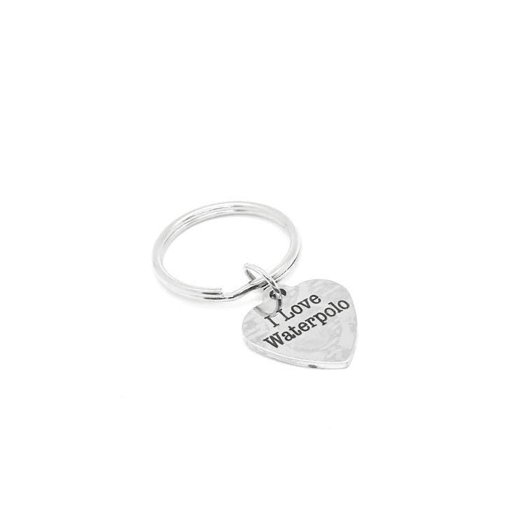 I Love Waterpolo Keychain Stainless Steel Heart Charm Sports Fan Gift Water Polo Lover Bag Charm Durable Accessory For Athletes