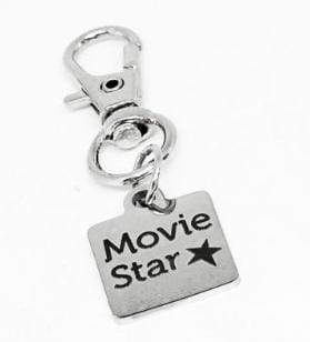 Stainless Steel Movie Star Clip On Charm Inspirational Gift For Actors Filmmakers Dreamers Keychain Bag Charm Motivational Accessory