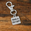 Walk In The Light Stainless Steel Clip On Charm Inspirational Engraved Accessory Faith Gift Bag Charm Purse Charm Positive Reminder