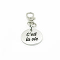 Cest La Vie Stainless Steel Clip On Charm French Quote Charm Inspirational Bag Charm Minimalist Keychain Charm Gift