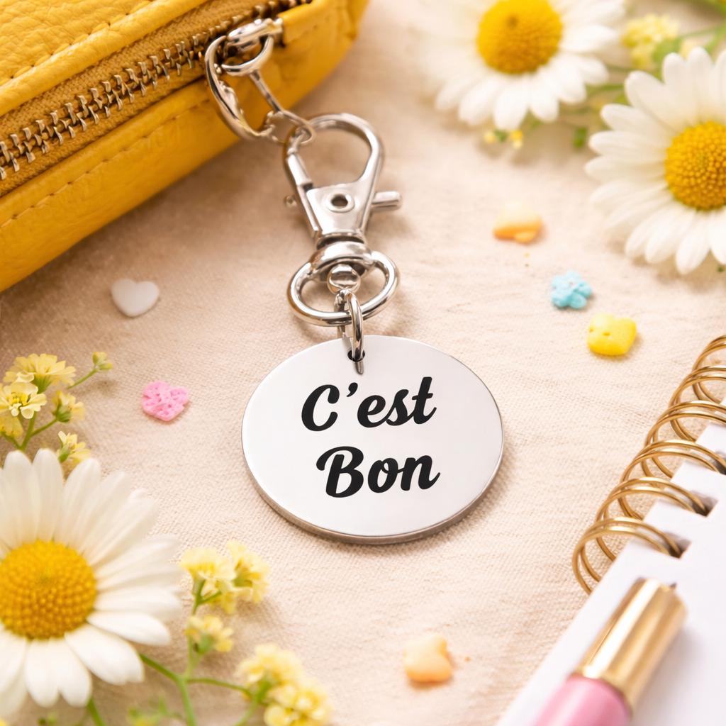 Cest Bon French Quote Clip On Charm Stainless Steel Engraved Charm Bag Zipper Purse Planner Accessory Gift