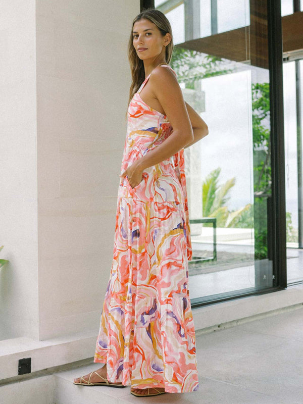Orange Floral Bohemian - Dress