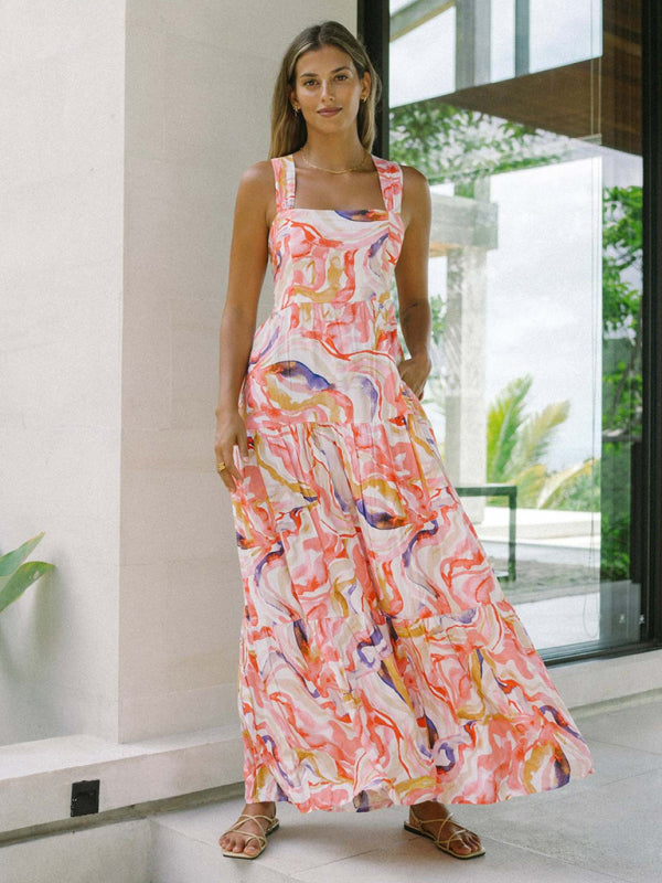 Orange Floral Bohemian - Dress