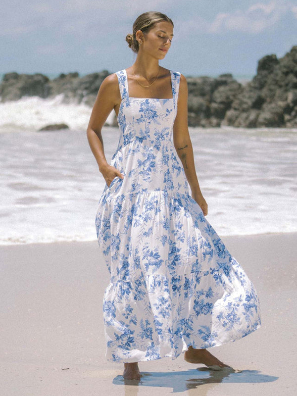 White And Blue Bohemian - Dress
