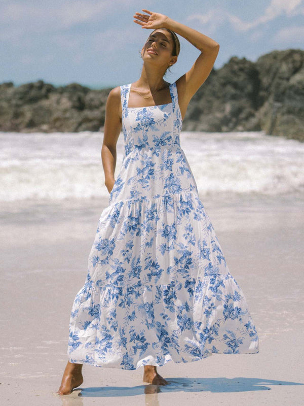 White And Blue Bohemian - Dress