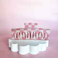 Blush Checkered Claw Clip
