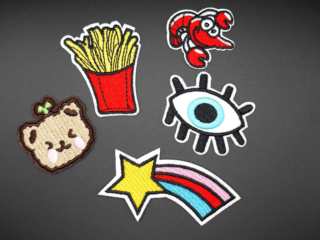 Fun Iron-On Embroidered Patches (Set of 5)
