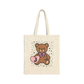 J: Bear Holding a Heart Tote Bag with Initial