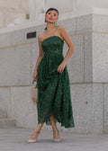 Elphie Strapless Sequin Corset Midi Dress - Green