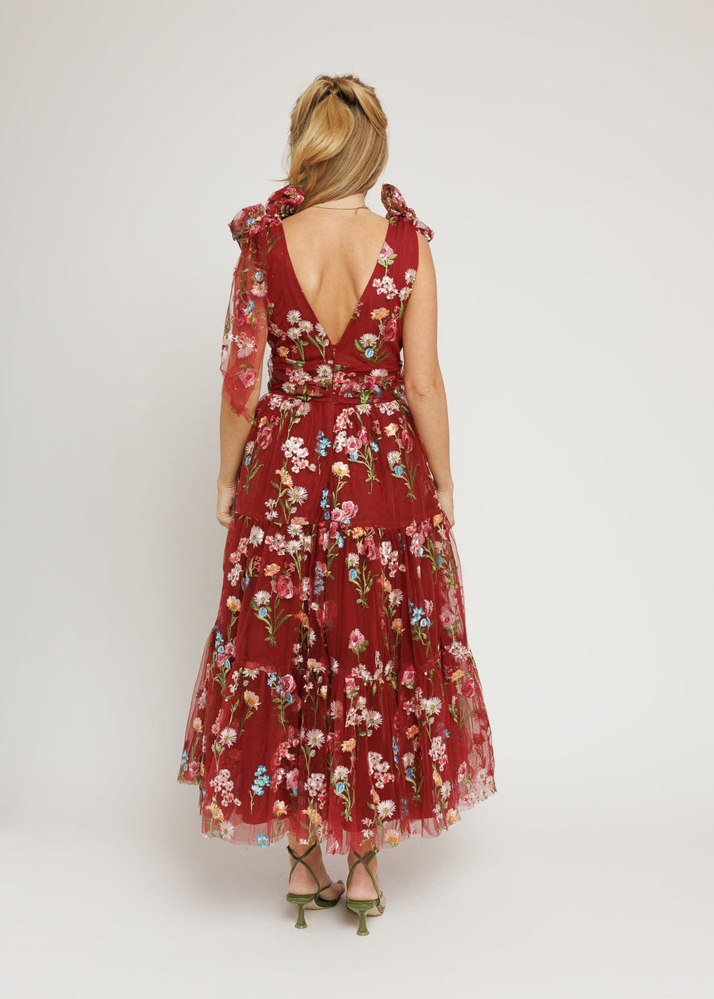 Margaret Floral Midi Dress Red