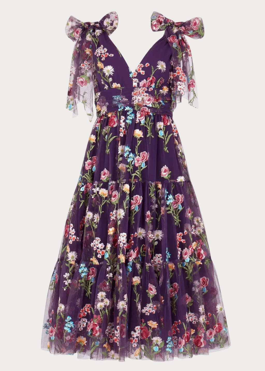 Margaret Floral Midi Dress Purple