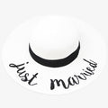 Just Married Embroidery Straw Floppy Sun Hat Bride Beach Hat