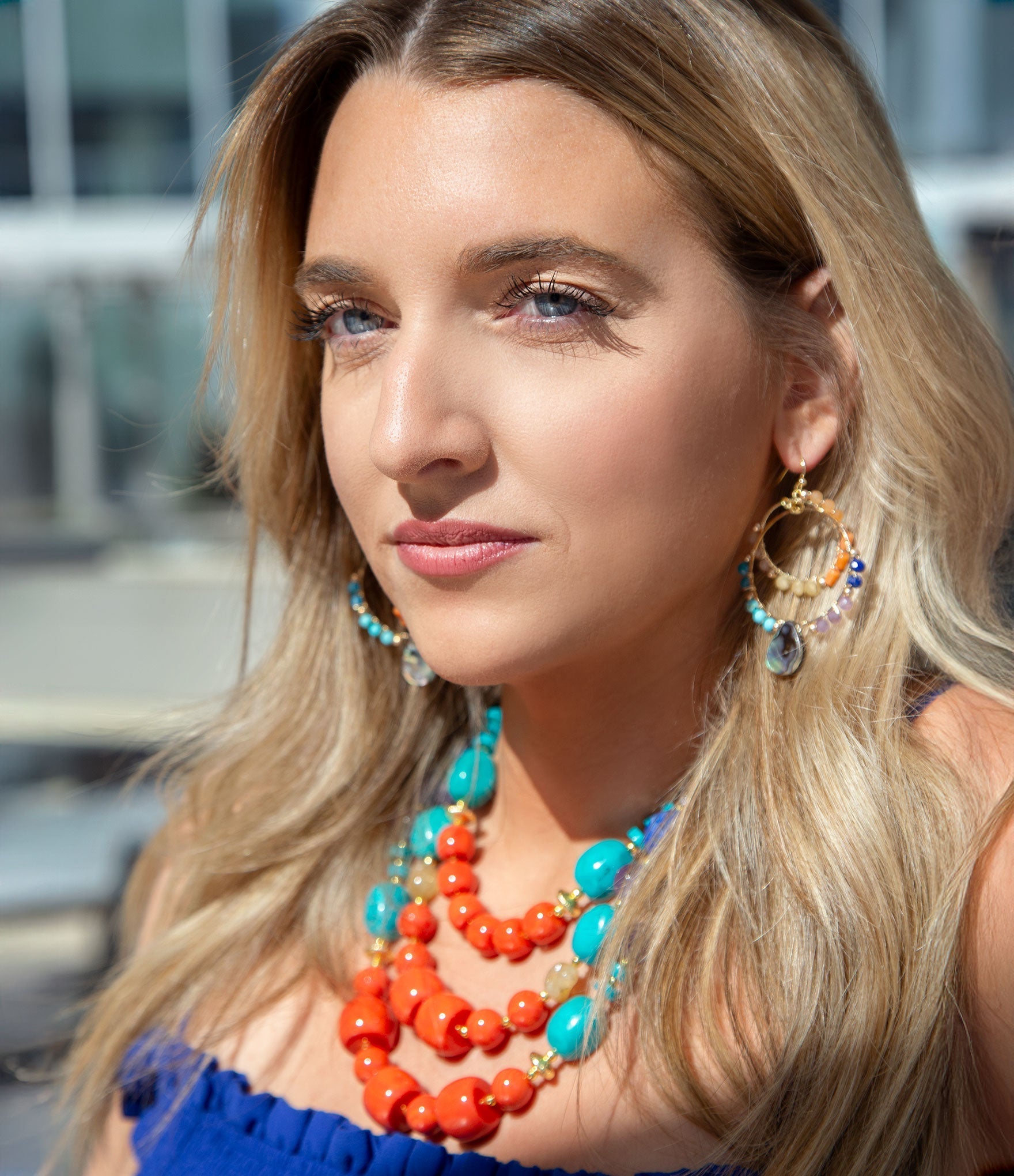 Kaleidoscope Multistone Statement Golden Necklace