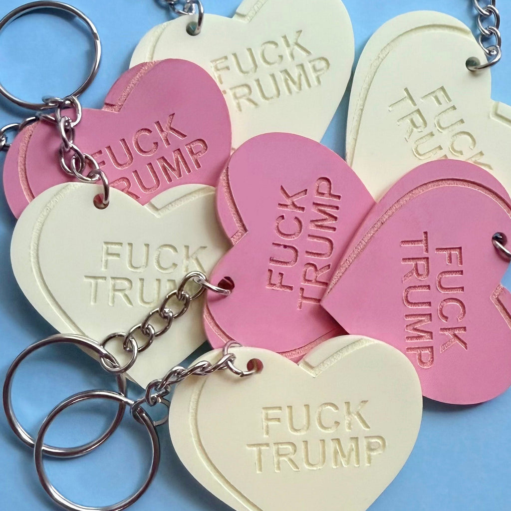 Heart Candy FUCK TRUMP Keychain (Multicolor)
