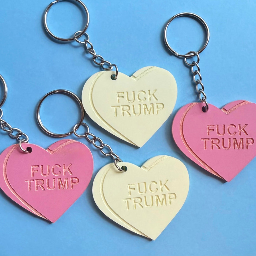 Heart Candy FUCK TRUMP Keychain (Multicolor)