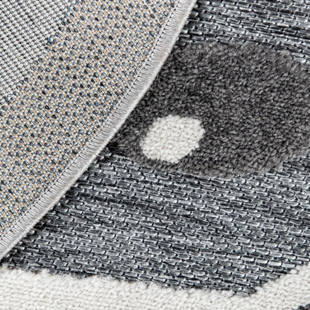 Kids Rug Tweet with Lion Face Round Play Mat in Grey