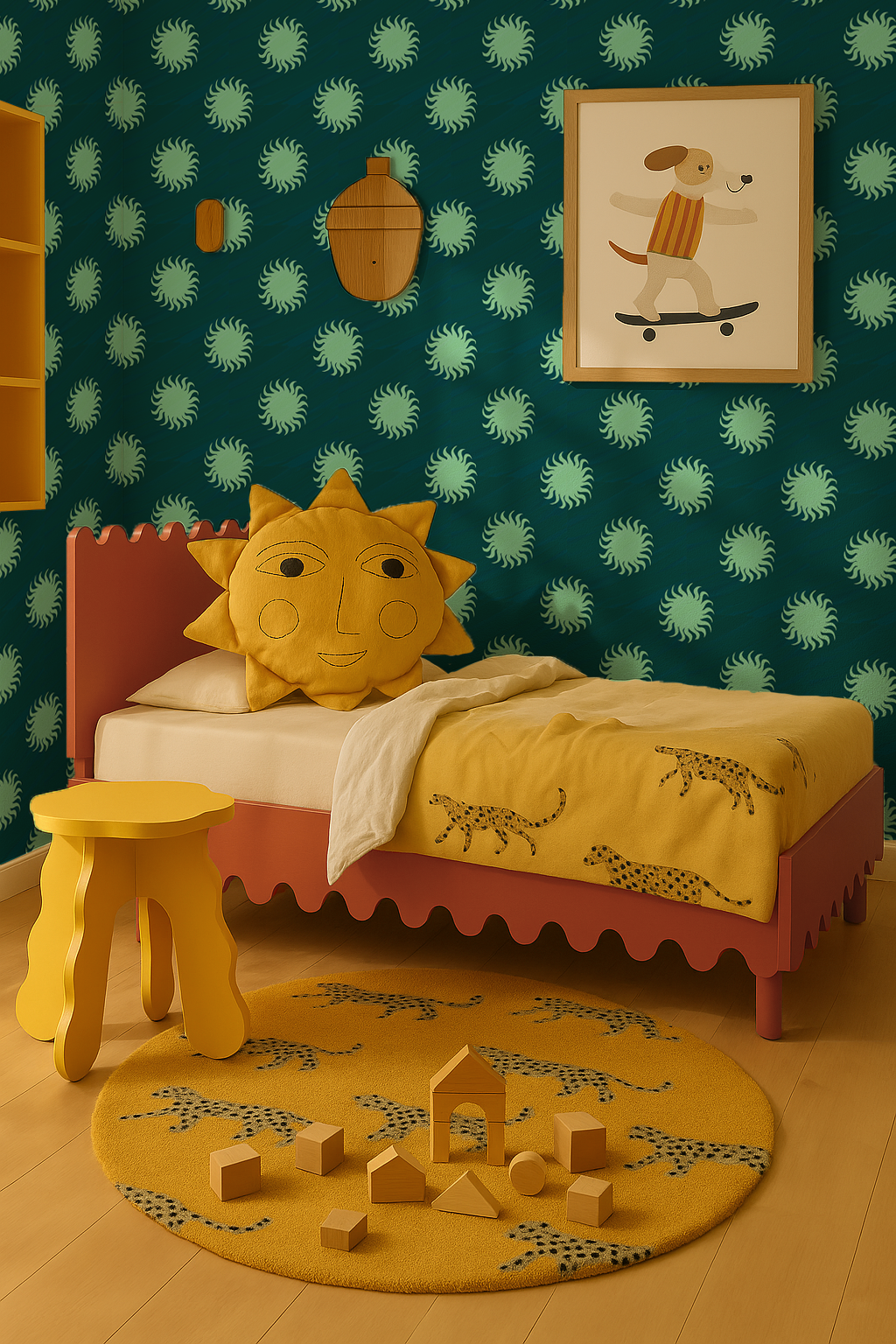 Sol Wallpaper, teal and mint