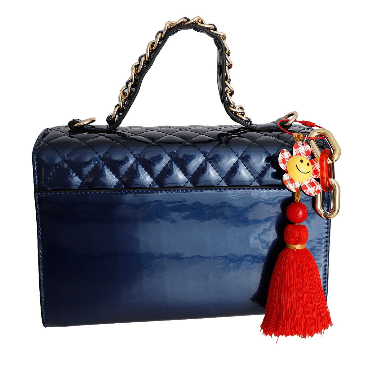 Keychain Bag Charm Red Gingham Flower Stylish Accessory