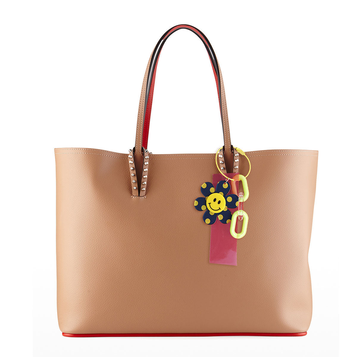 Keychain Bag Charm Neon Pink Navy Smiley Stylish Accessory