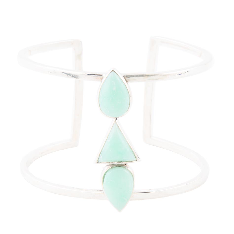 Lahana Green Chrysoprase Sterling Silver Statement Cuff Bracelet