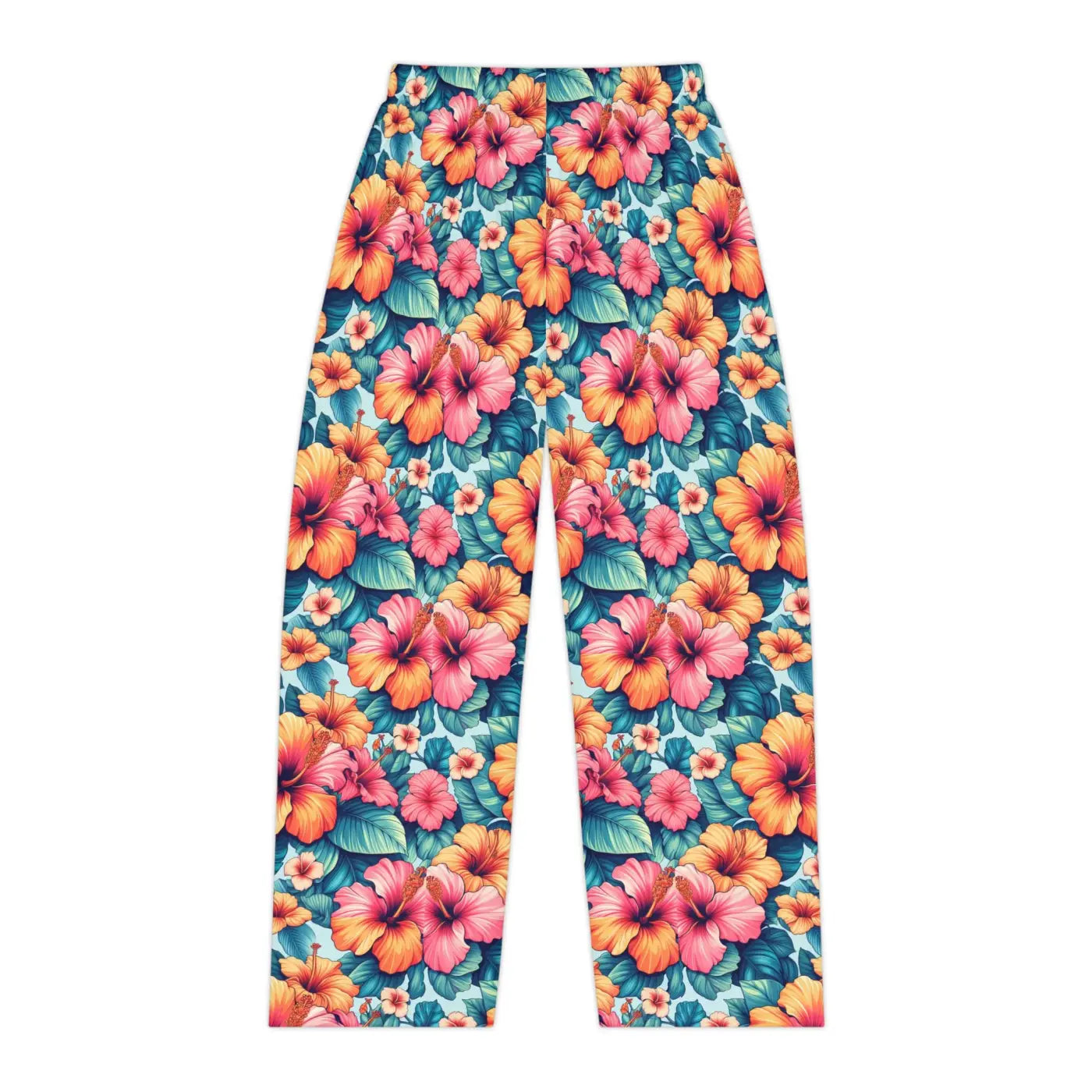 Vibrant Floral Pajama Pants - Large Hibiscus Polyester - DipaliZ
