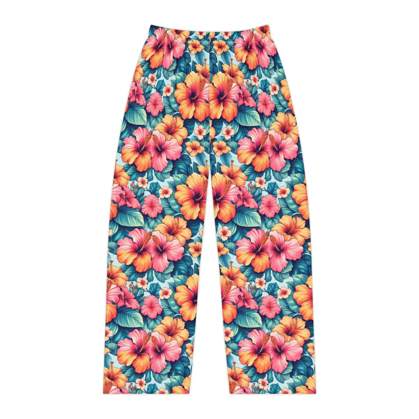 Vibrant Floral Pajama Pants - Large Hibiscus Polyester - DipaliZ