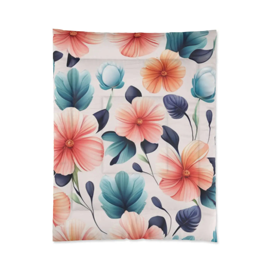 Cozy Comforter Large Pastel Flowers Pattern - DipaliZ