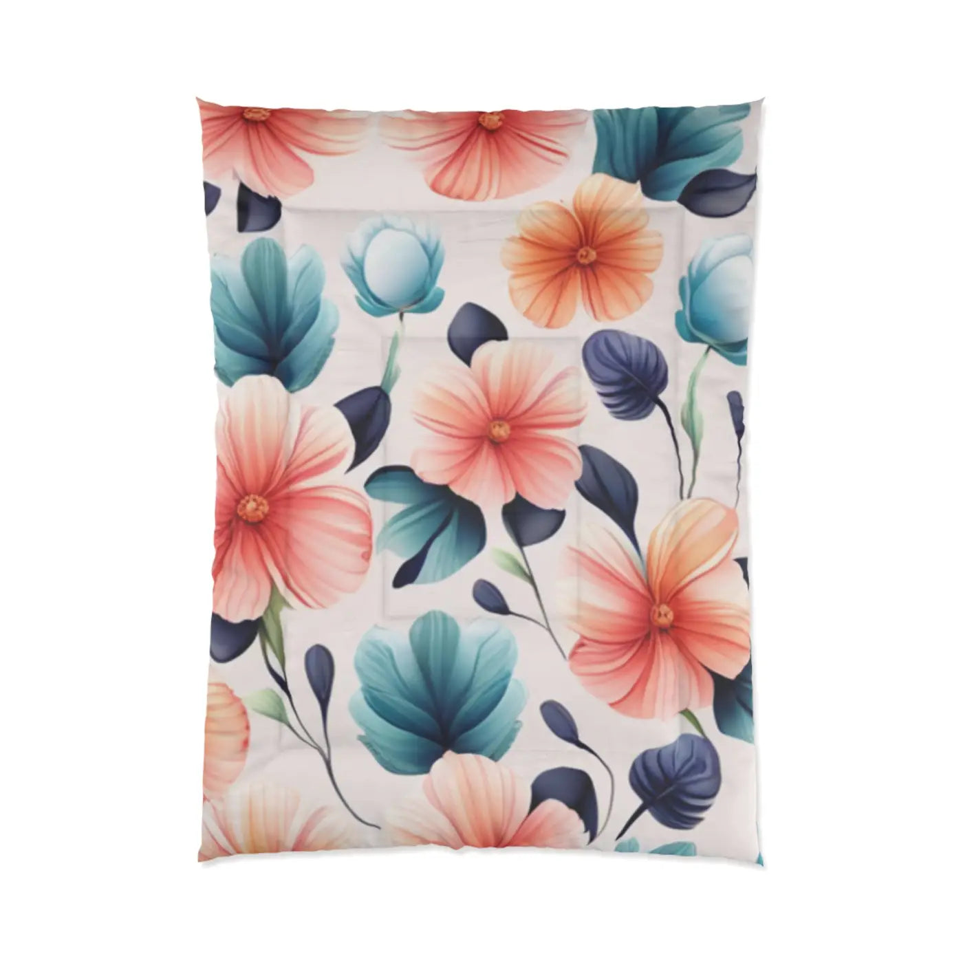 Cozy Comforter Large Pastel Flowers Pattern - DipaliZ