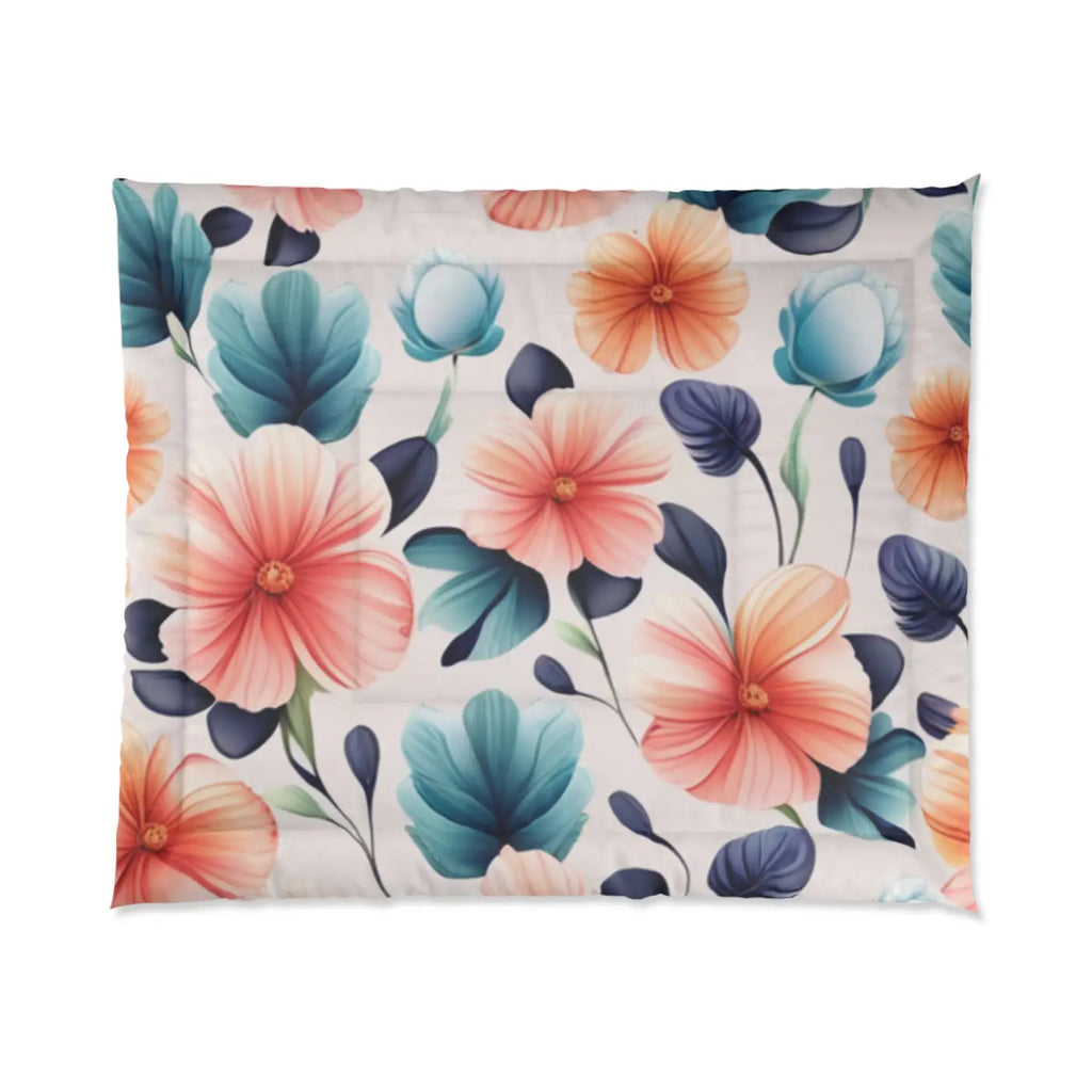 Cozy Comforter Large Pastel Flowers Pattern - DipaliZ