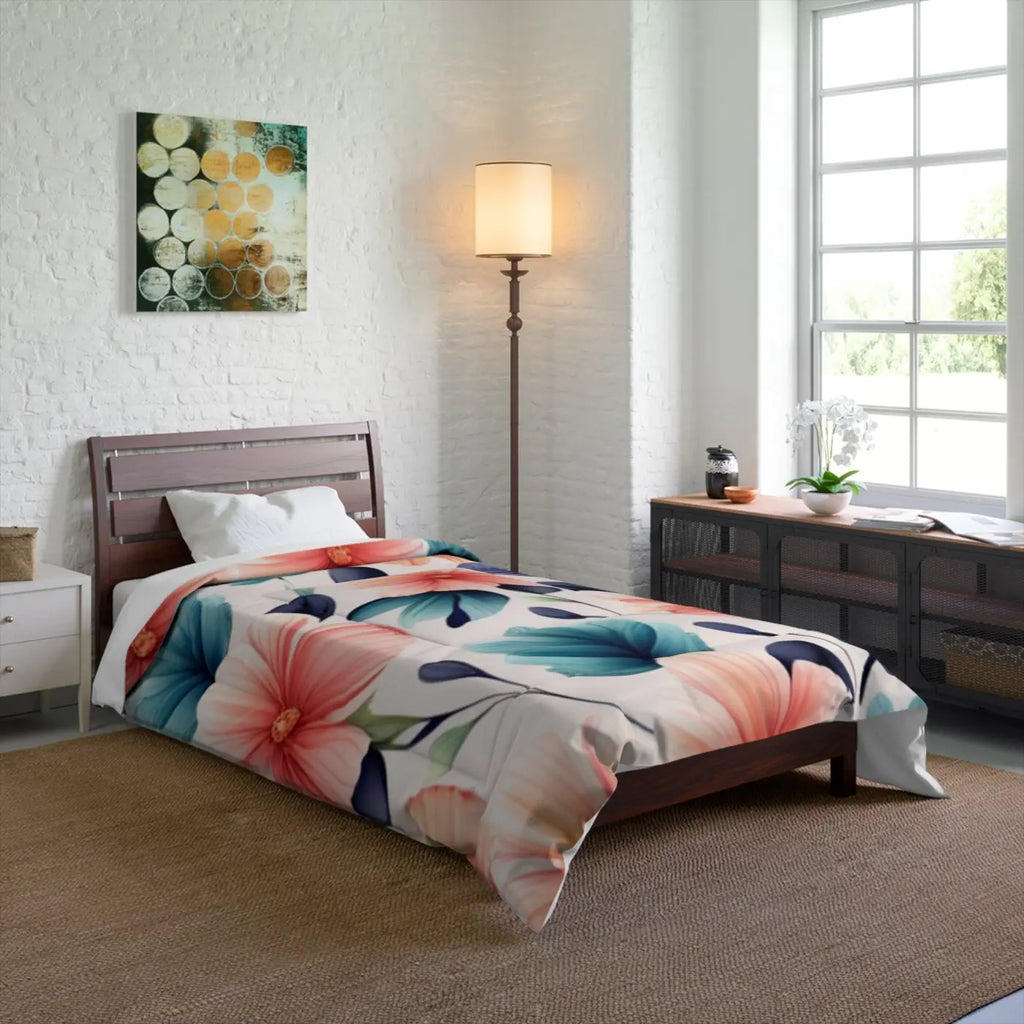 Cozy Comforter Large Pastel Flowers Pattern - DipaliZ