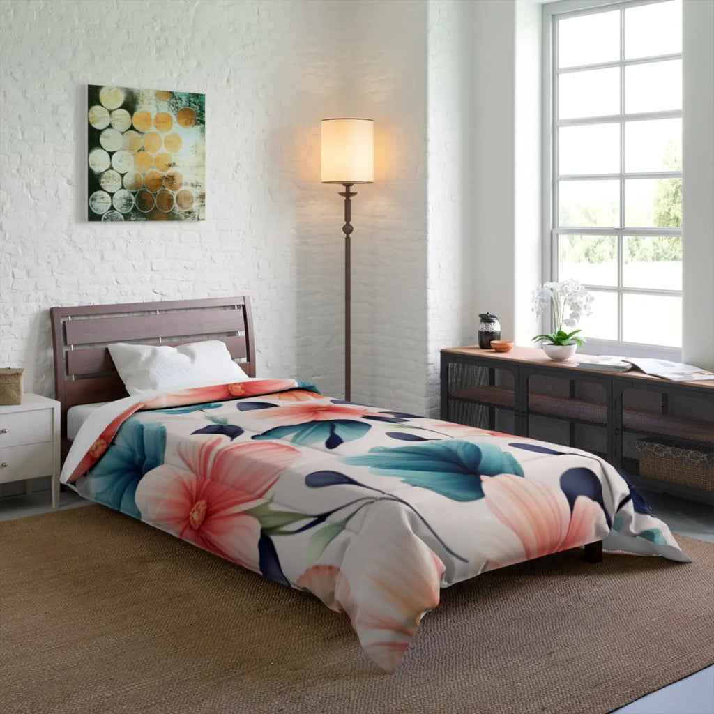 Cozy Comforter Large Pastel Flowers Pattern - DipaliZ