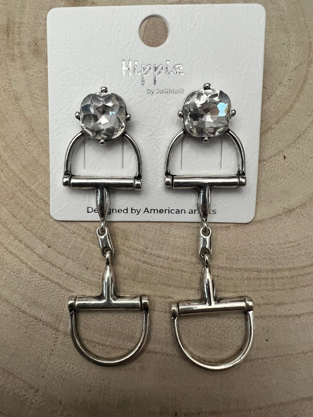Large Western Horse Bit & Rhinestone Fashion Earrings - 3 inch drop!