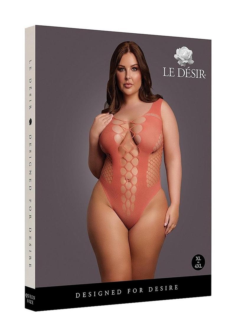 Le Désir V-Neck Teddy with Opaque Panels